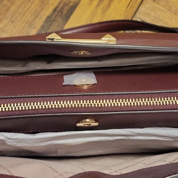 Michael Kors Whitney Tote in Oxblood with Gold Chain - Picture 6 of 11